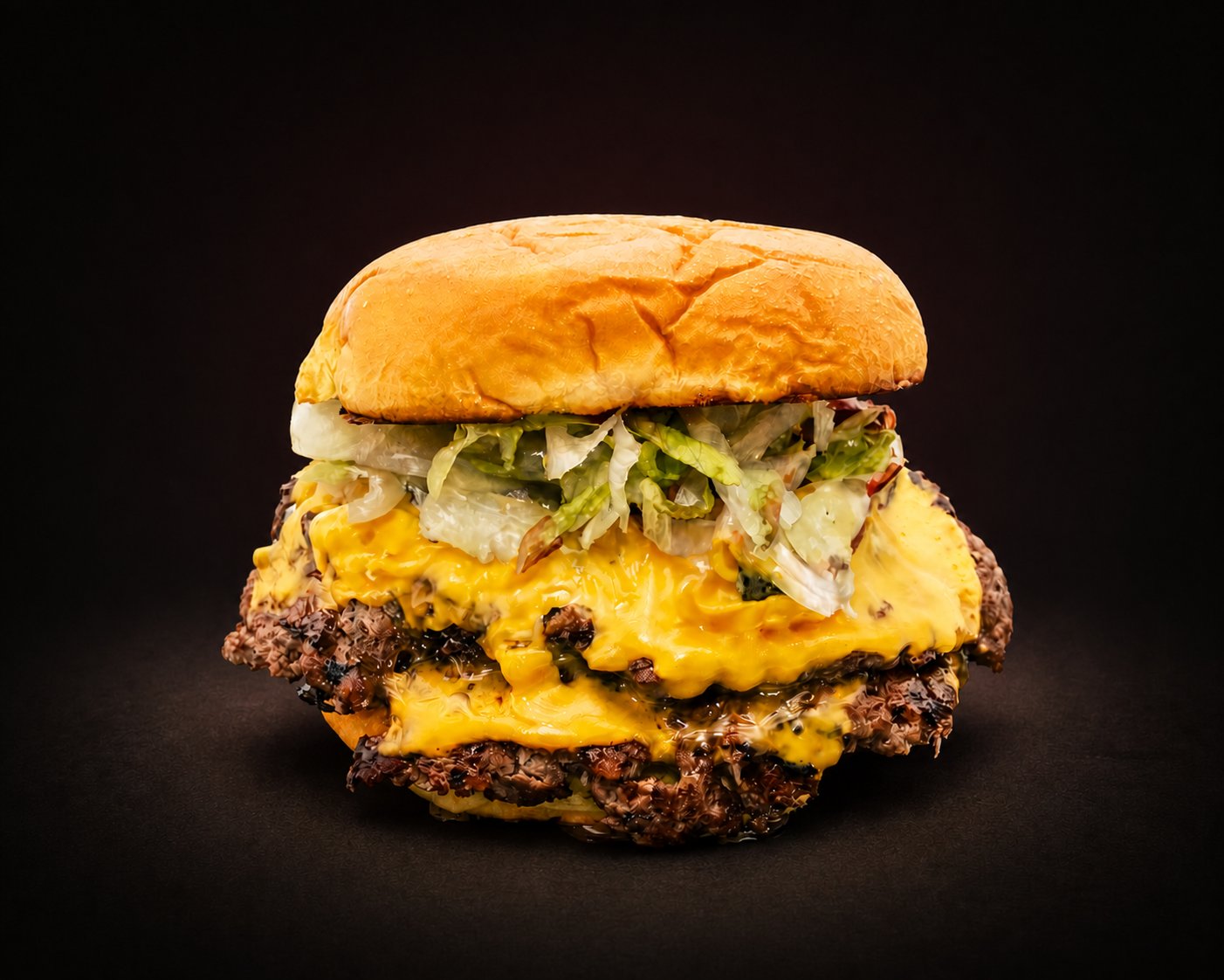 Double Smash Burger der Burgerschmiede mit doppelt Cheddar und Salat